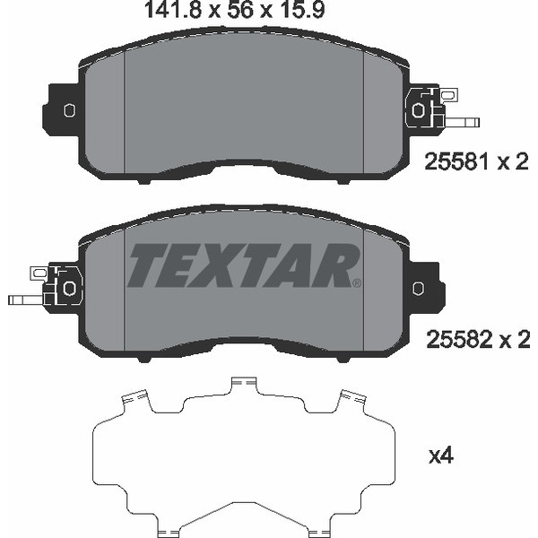 2558101 TEXTAR Колодки гальмівні (передні) Nissan Leaf 14-/Teana III 13- (Sumitomo)