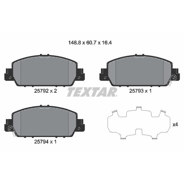 2579201 TEXTAR Колодки гальмівні (передні) Honda Accord IX/X 12-/HR-V 15- (Akebono)