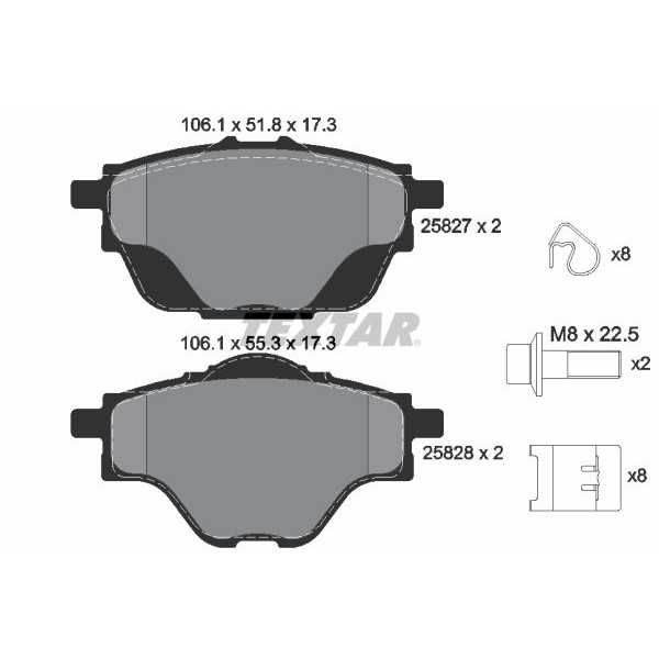 2582701 TEXTAR Колодки гальмівні (задні) Citroen C4/Peugeot 308 13-/3008/5008 16-/508 18- (Bosch) Q+
