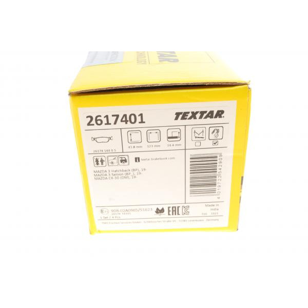 2617401 TEXTAR Колодки гальмівні (задні) Mazda 3 IV 18-/CX-30 19-/MX-30 20- (Teves) Q+