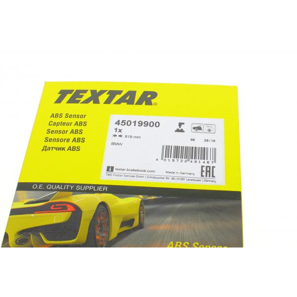 45019900 TEXTAR Датчик ABS (передній) BMW 1 (F20/F21)/3 (F22/F84)/4 (F32/F82) 12- (L=819mm)