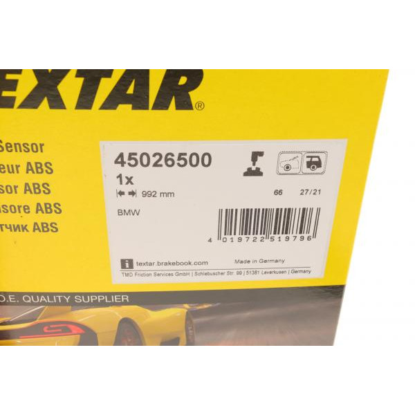 45026500 TEXTAR Датчик ABS (задній) BMW X1 (E84) 06-15 (L=992mm)