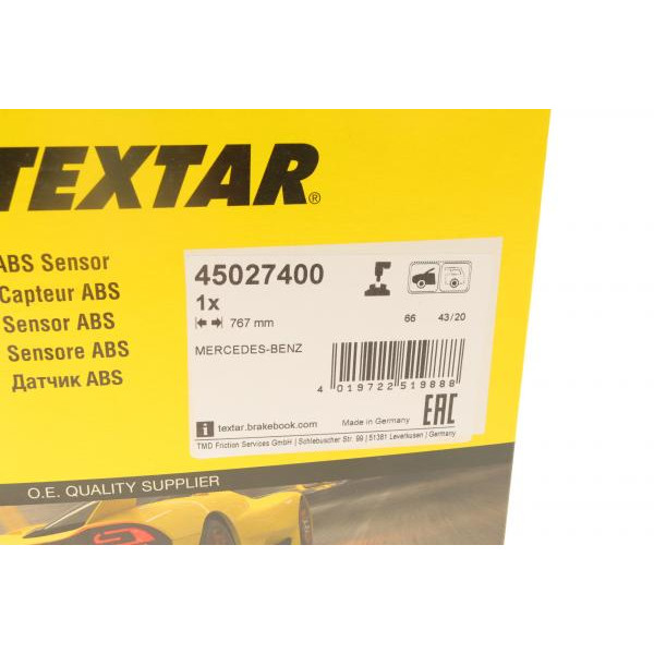 45027400 TEXTAR Датчик ABS (передній) MB Sprinter (W906) 06-