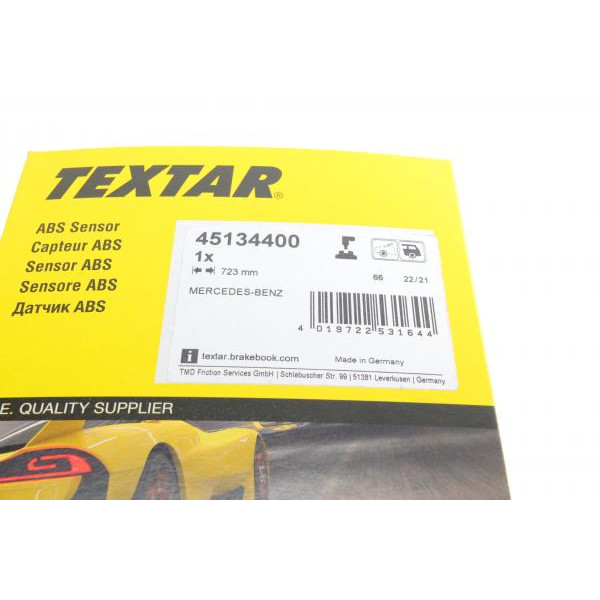 45134400 TEXTAR Датчик ABS (задній) MB E-class (W212) 11-16 (L=723mm)