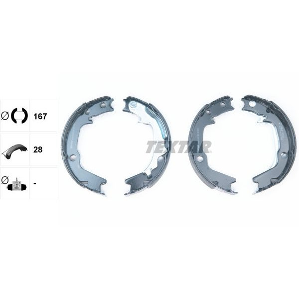 91068500 TEXTAR Колодки ручника Hyundai Tucson/Kia Sportage 04- (167x28)