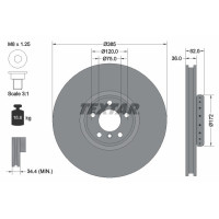 92266425 TEXTAR Диск гальмівний (передній) BMW X5/X6 06- (385x36) (L) PRO+