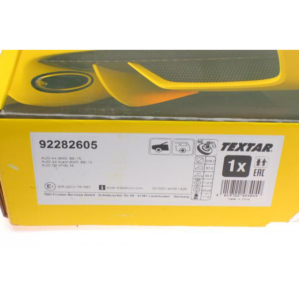 92282605 TEXTAR Диск гальмівний (передній) Audi A4/A5/Q5 15- (338х30) PRO+