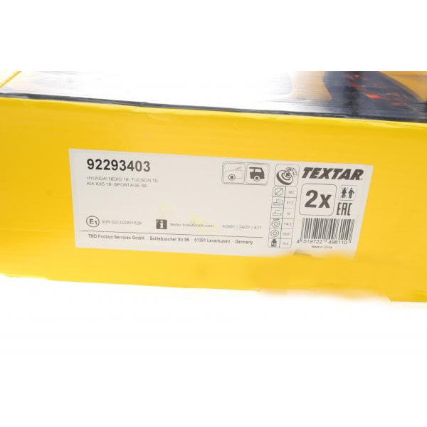 92293403 TEXTAR Диск гальмівний (задній) Hyundai Tucson II 15-/Kia Sportage 16- (302x10) PRO
