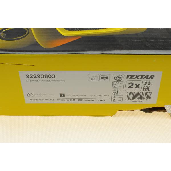 92293803 TEXTAR Диск тормозной (задний) Land Rover Discovery Sport 14- (300x10) PRO