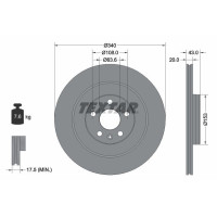 92304503 TEXTAR Диск тормозной (передний) Volvo XC90 II 15- (340x20) PRO
