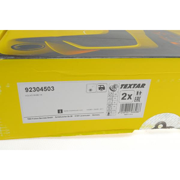 92304503 TEXTAR Диск тормозной (передний) Volvo XC90 II 15- (340x20) PRO