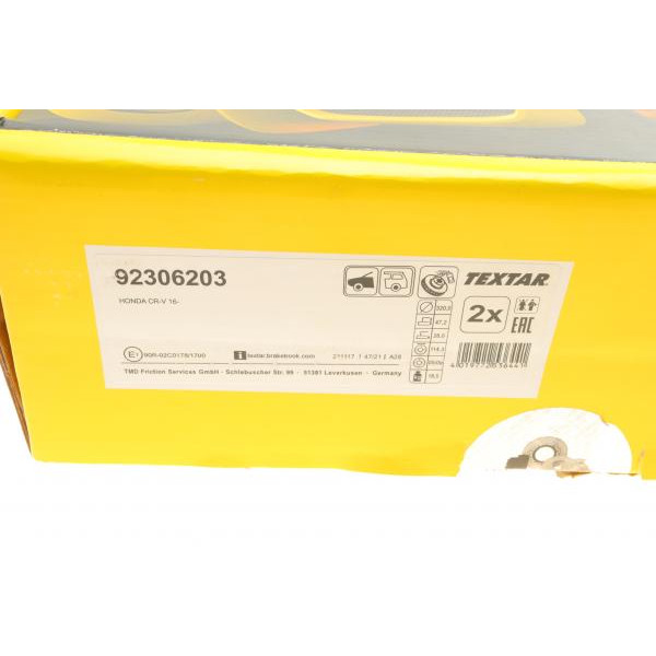 92306203 TEXTAR Диск гальмівний (передній) Honda 17- (320x28) PRO