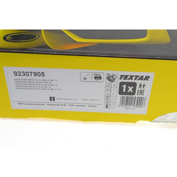 92307905 TEXTAR Диск тормозной (задний) MB GL-class (X166)/GLE (W166) (345x26) PRO+