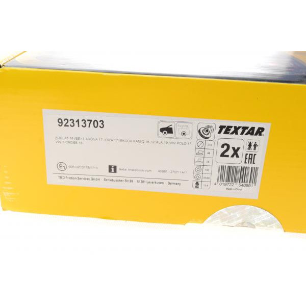 92313703 TEXTAR Диск тормозной (передний) Audi A1/VW Polo 17- (276x24) PRO