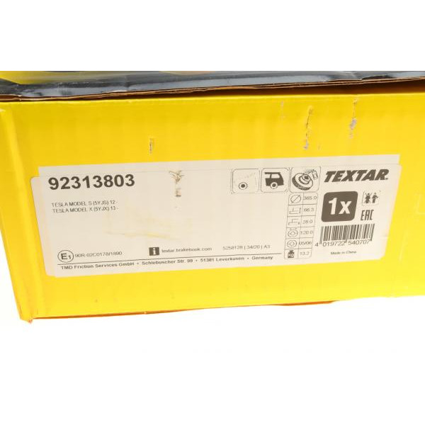 92313803 TEXTAR Диск тормозной (задний) Tesla Model S/X 13- (365x28) PRO