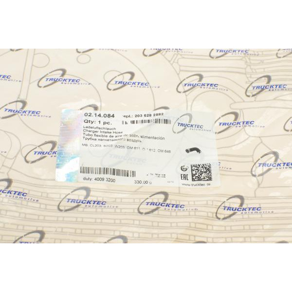 0214084 TRUCKTEC AUTOMOTIVE Патрубок інтеркулера MB C-class (W203/S203) 2.2CDI-2.7CDI 00-08