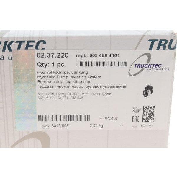 0237220 TRUCKTEC AUTOMOTIVE Насос ГУР MB C-class (W203) 00-07