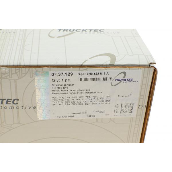 0737129 TRUCKTEC AUTOMOTIVE Наконечник рульової тяги (R) VW T5 03-