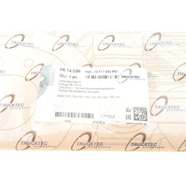 0814096 TRUCKTEC AUTOMOTIVE Патрубок інтеркулера BMW 3 (E90/F30/F80)/5 (F10) 06-16 N55 B30 (L)