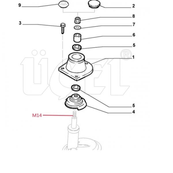 31397 UCEL Подушка амортизатора (переднього) Fiat Doblo Cargo 01- (L)