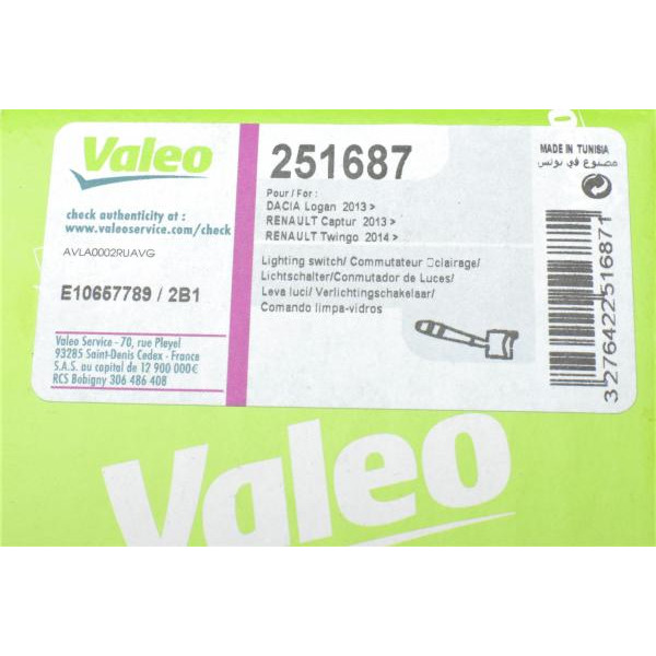 251687 VALEO Перемикач підкермової Renault Duster/Dacia Dokker 10-