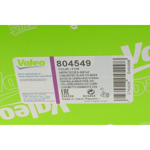 804549 VALEO Подшипник выжимной MB Sprinter 2.2/2.7CDI 00-06/ VW Crafter 2.5TDI 06- (Tiptronic) с сенсором