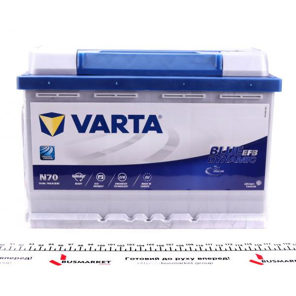 570500076D842 VARTA Акумуляторна батарея 70Ah/760A (278x175x190/+R/B13) (Start-Stop EFB) Blue Dynamic N70