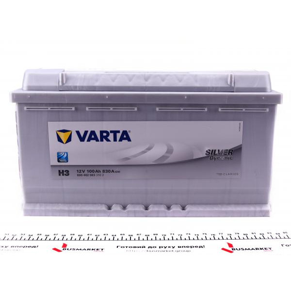 6004020833162 VARTA Акумуляторна батарея 100Ah/830A (353x175x190/+R/B13) Silver Dynamic H3