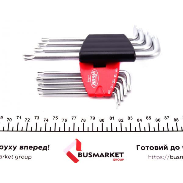 V4708 VIGOR Набір ключів торцевих Г-подібних (9 шт) (T10/T15/T20/T25/T27/T30/T40/T50)