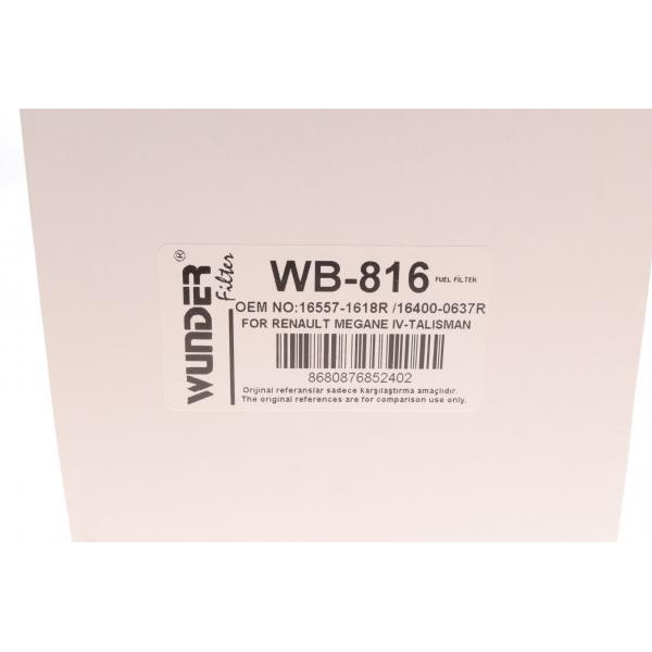 WB816 WUNDER FILTER Фільтр паливний Renault Megane IV/ Espace V 1.5-1.6dCi 16-