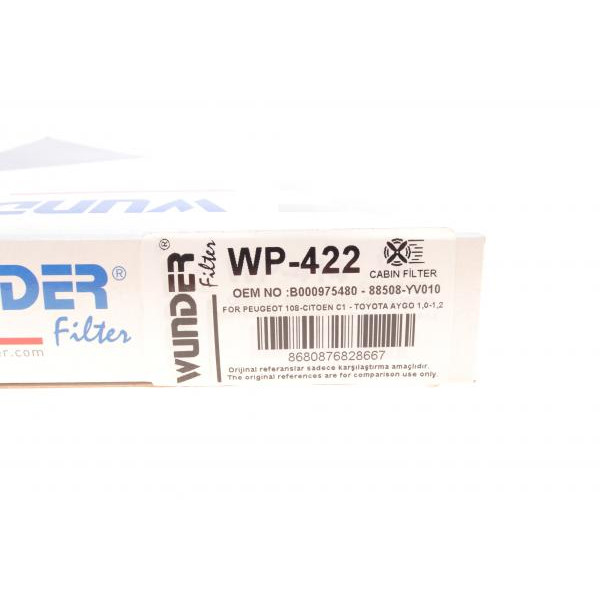 WP422 WUNDER FILTER Фільтр салону Citroen C1 II/Peugeot108 / Toyota Aygo1.0/1.2 14-
