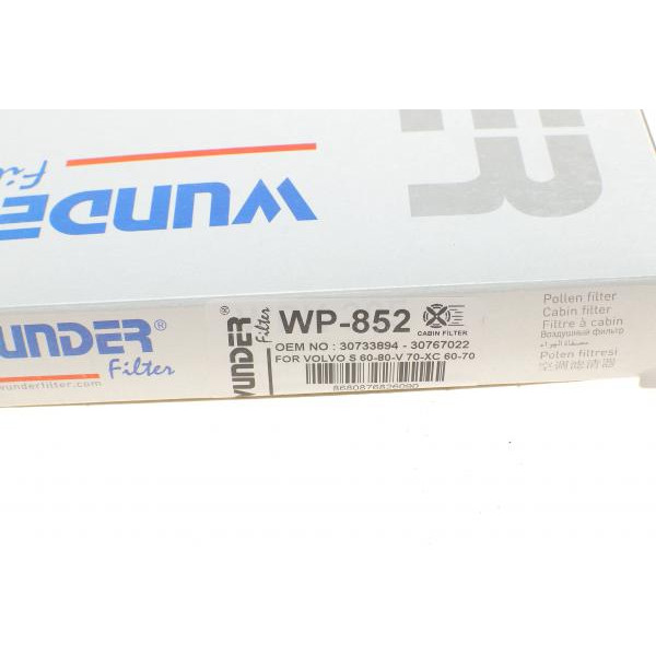 WP852 WUNDER FILTER Фільтр салону Land Rover Range Rover Evoque/Freelander 2 2.0-2.2D 11-/Volvo S60 14-/S80 08-