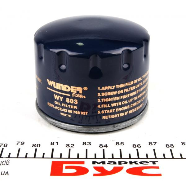 WY803 WUNDER FILTER Фільтр масляний Renault Kangoo/Trafic/Opel Vivaro 1.9D/1.5dCi/1.4i/1.6i (64mm)