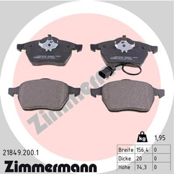 218492001 ZIMMERMANN Колодки гальмівні (передні) Seat Alhambra/VW Sharan 1.8-1.9TDI 95-10 (Ate - Teves)/(з датчиком)