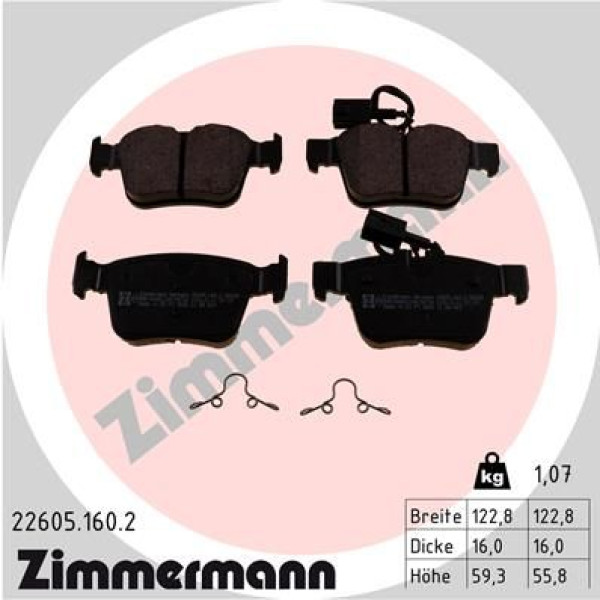226051602 ZIMMERMANN Колодки гальмівні (задні) Alfa Romeo Giulia/Stelvio/Mazerati Levante Suv 15-(з датчиком)