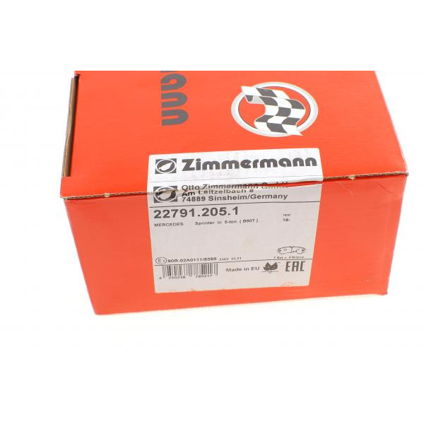 227912051 ZIMMERMANN Колодки гальмівні (задні) MB Sprinter (907) 511-519 CDI 18- (Brembo) (169x67x20)