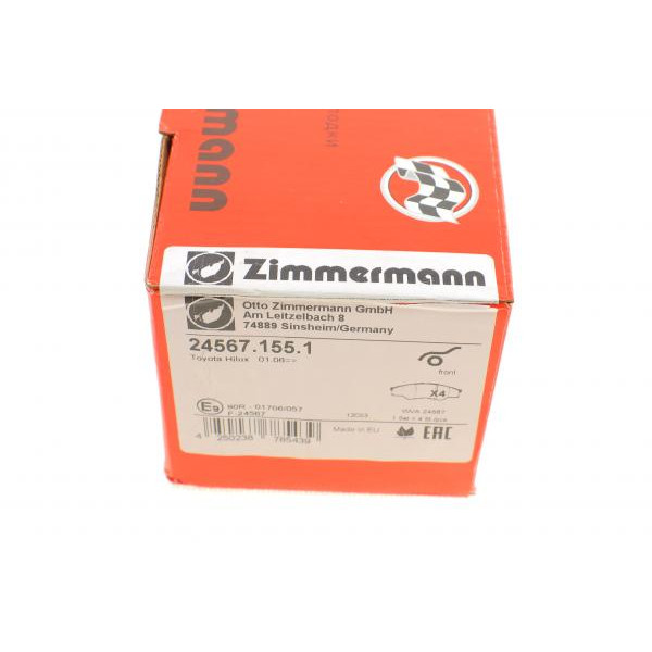 245671551 ZIMMERMANN Колодки гальмівні (передні) Toyota Hilux 2.5D 05-15 (Advics)