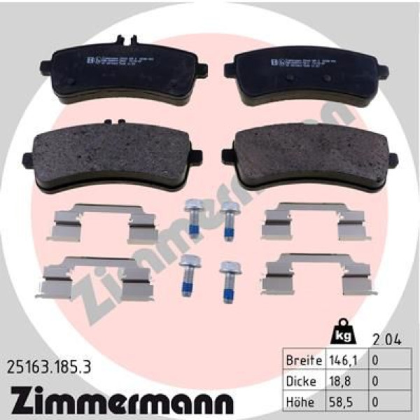 251631853 ZIMMERMANN Колодки гальмівні (задні) MB S-class (W222/C217/A217)/SL (R231) 13- (TRW) (з аксесуарами)