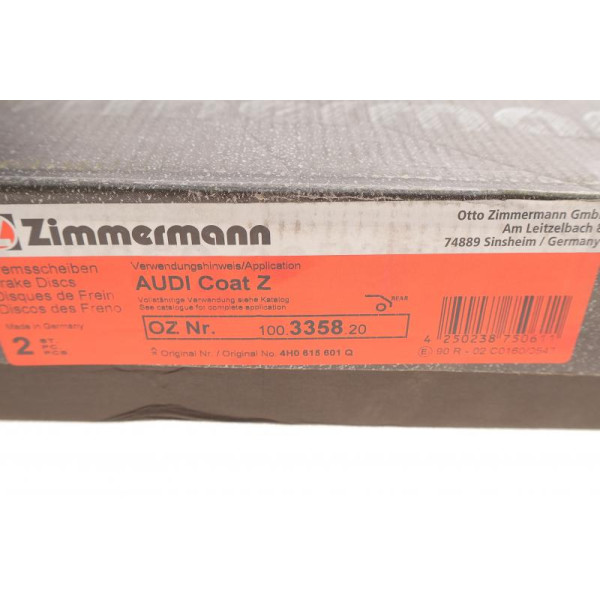 Диск гальмівний (задній) Zimmermann 100.3358.20