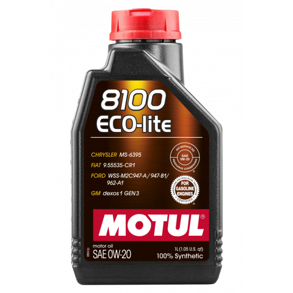 Масло 0W20 ECO-lite SAE 8100 (1л) GM dexos1 GEN3 (104981)/(101525/108534) MOTUL 841111