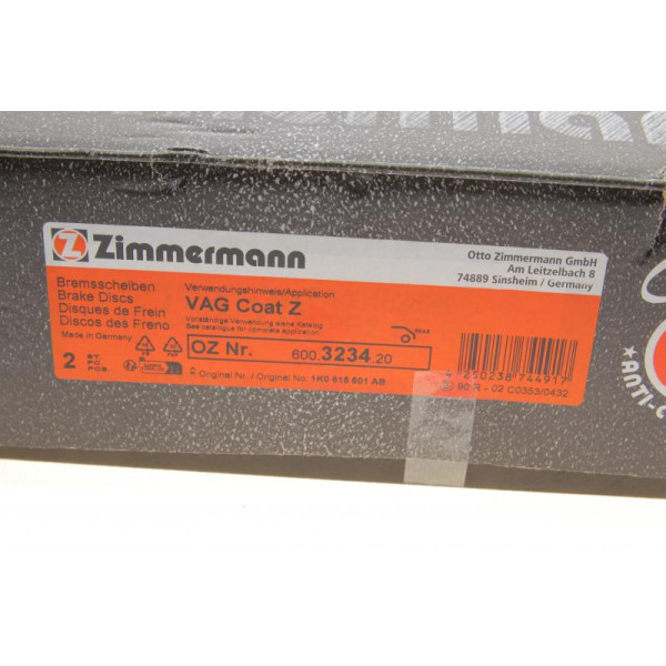 Диск гальмівний (задній) Zimmermann 600.3234.20