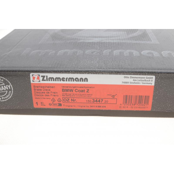 Диск гальмівний (передній) Zimmermann 150.3447.20