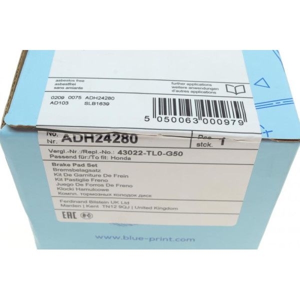 Колодки тормозные (задние) Blue-Print ADH24280