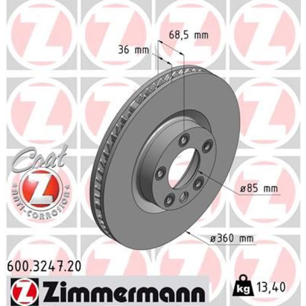 Диск гальмівний (передній) Zimmermann 600.3247.20