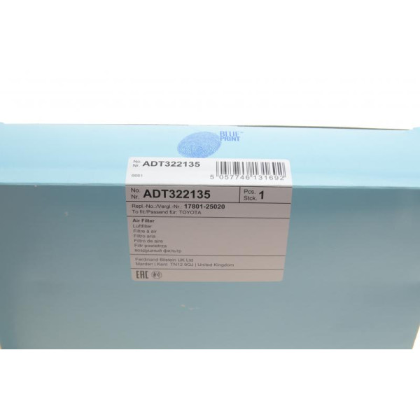 Фільтр повітряний Blue-Print ADT322135