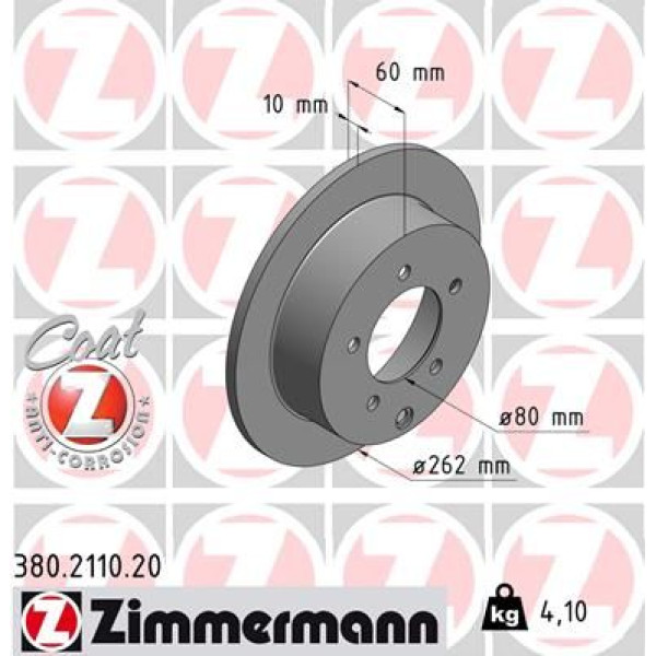 Диск тормозной (задний) Zimmermann 380.2110.20