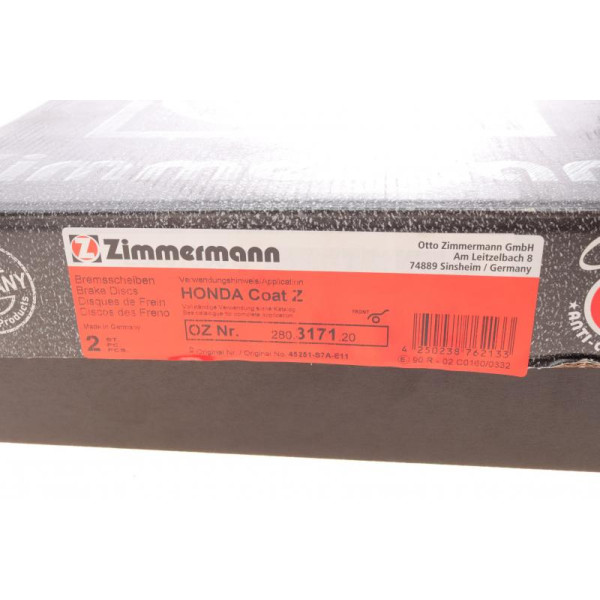 Диск гальмівний (передній) Zimmermann 280.3171.20