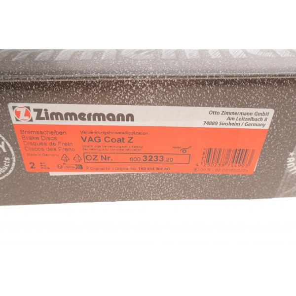 Диск тормозной (передний) Zimmermann 600.3233.20