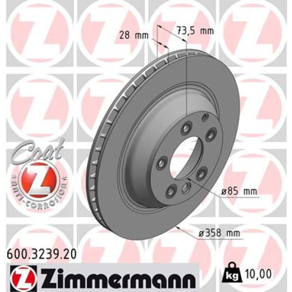 Диск гальмівний (задній) Zimmermann 600.3239.20
