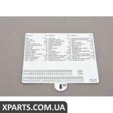 61136907364 BMW E39 Етикетка запобіжника в ящику рукавички - англійська